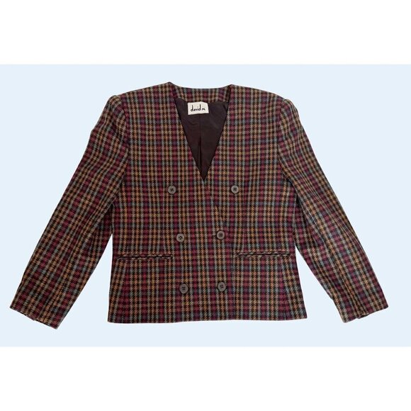 Vintage DAVID N 80s / 90s Plaid Checkered Blazer / jacket Size Small - Picture 2 of 8